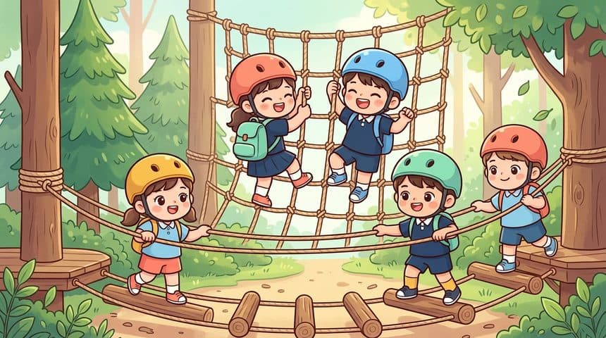 숲속 모험놀이 - 함께 넘는 협동 코스